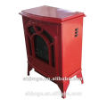 red free standing cast iron fireplace with manual switch